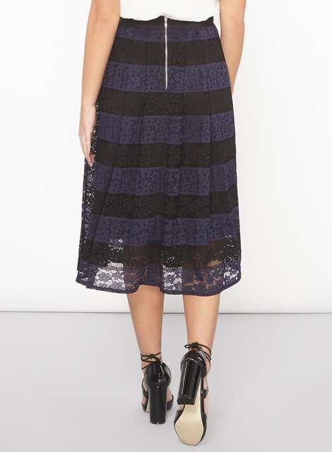 Petite Navy Lace Prom Skirt